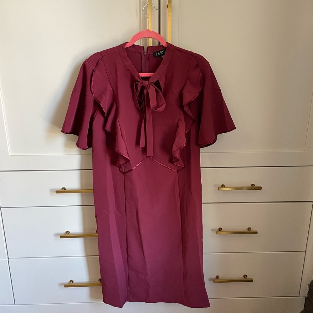 Maroon Dress with Tie Detail